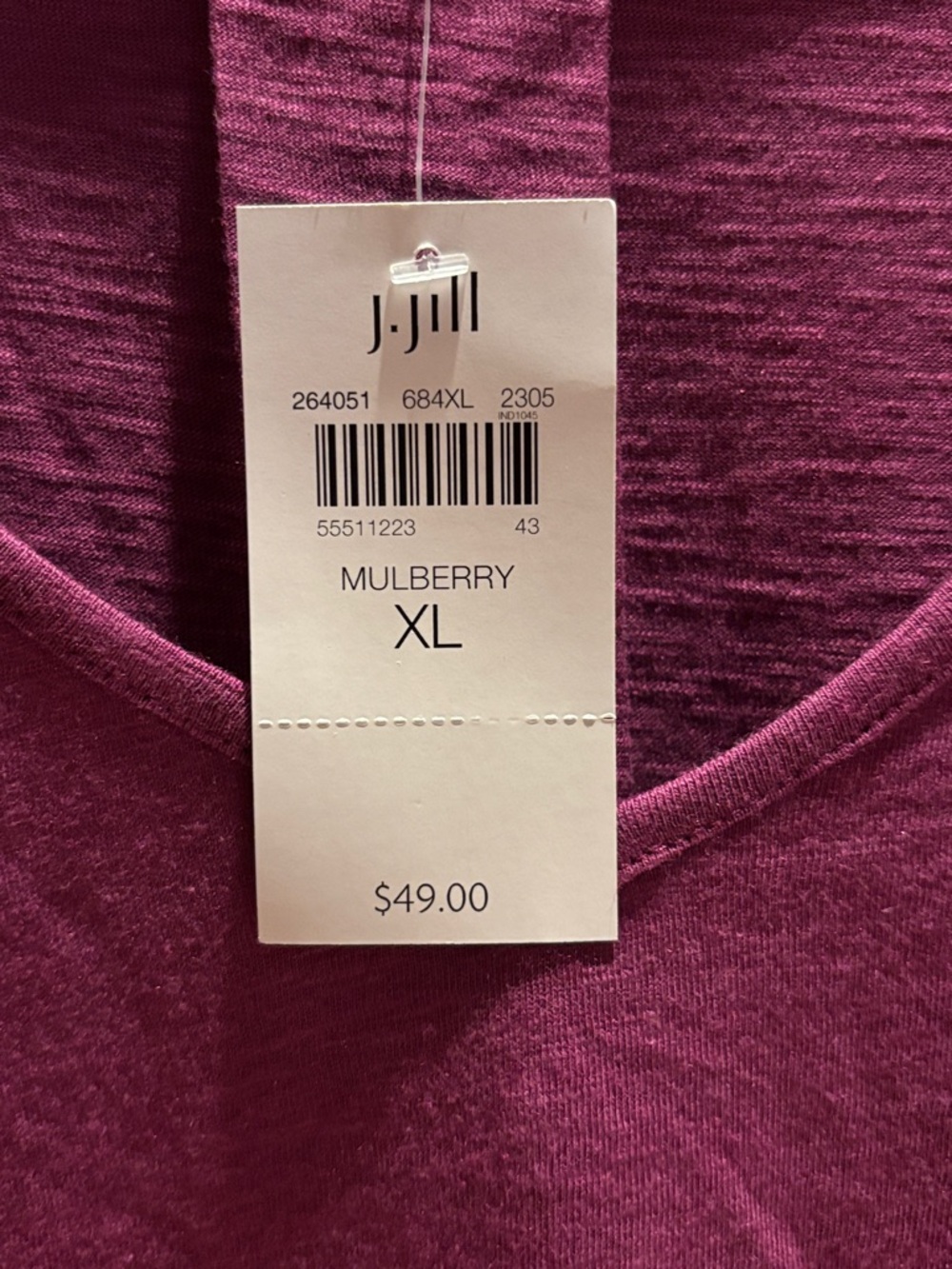 J. Jill Women’s Scoop Neck Loose Fitting Short Sleeve Tee - Burgundy Plum - Picture 4 of 6